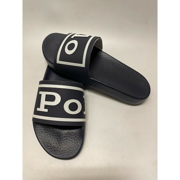Polo Ralph Lauren Men's Big Logo Slides Sandals Navy Blue - Picture 3 of 6